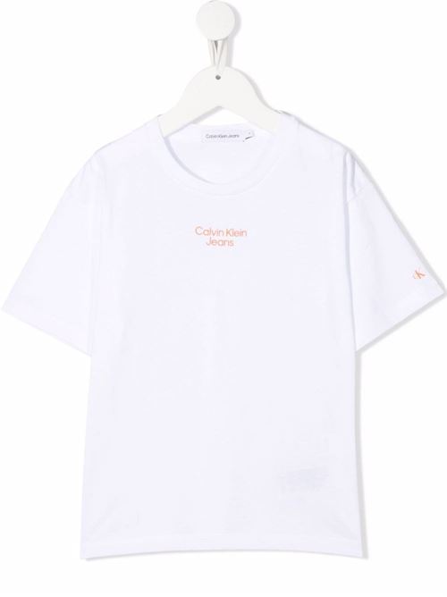 T-shirt bambino basic con stampa logo piccola al centro Calvin Klein Kids | IB0IB01218YAF